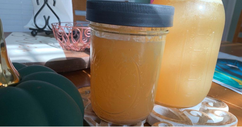 Photo of finished bone broth in jar