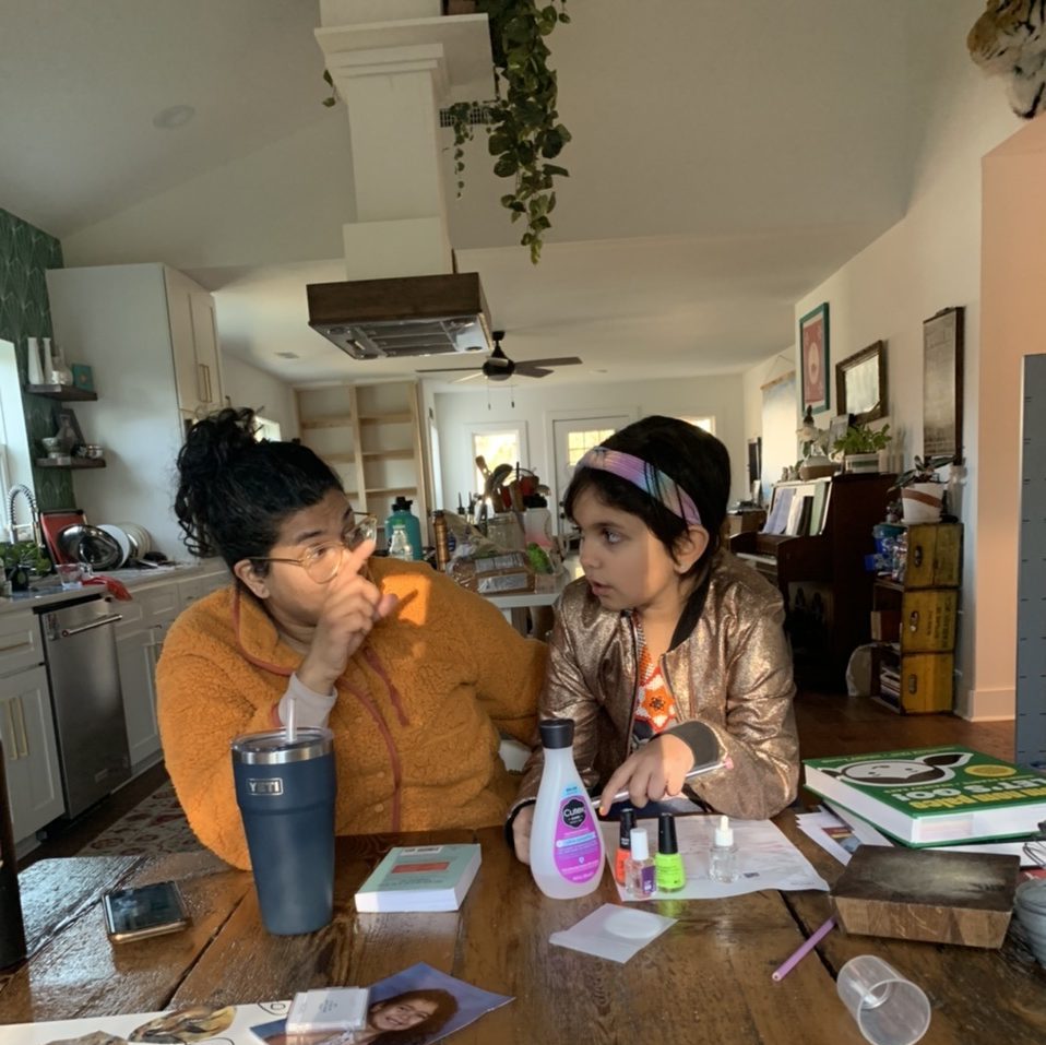 Mom talking about generational farming with her daughter 